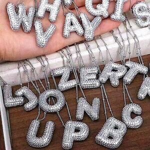 Sterling Silver Bubble Balloon Initial Necklace-Gold